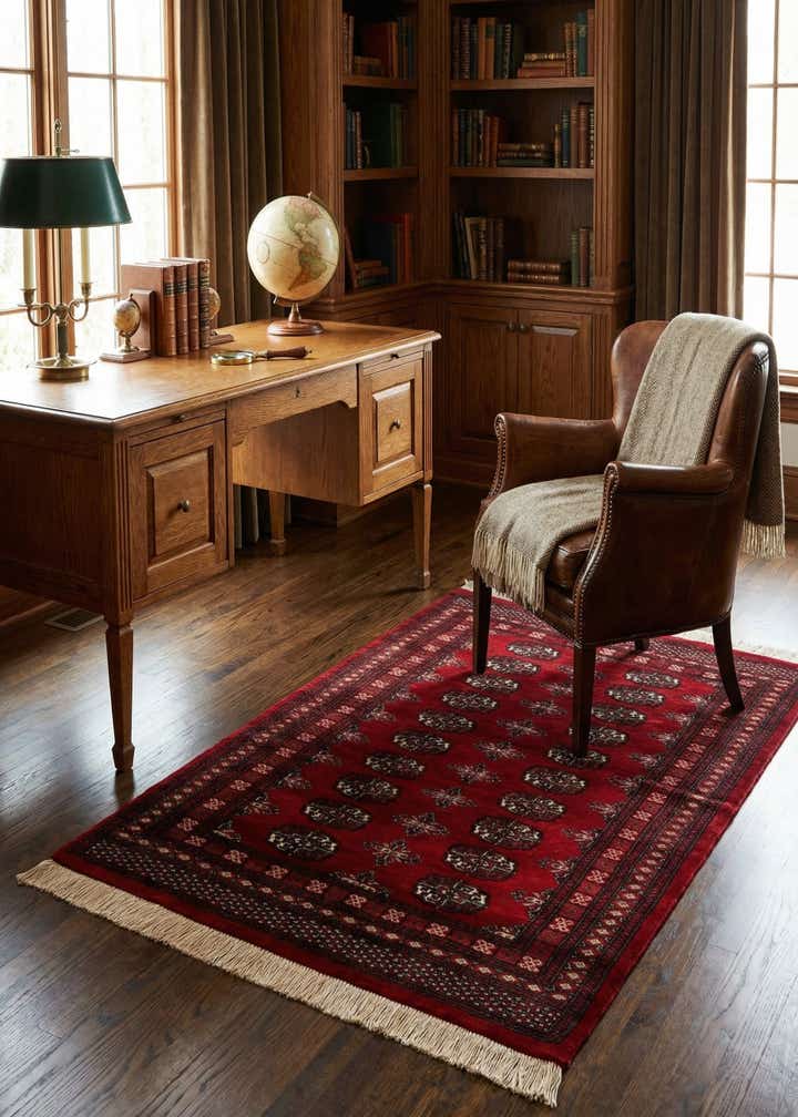 4' 1 x 6' 6 Hand Knotted Torkaman Persian Wool Rug