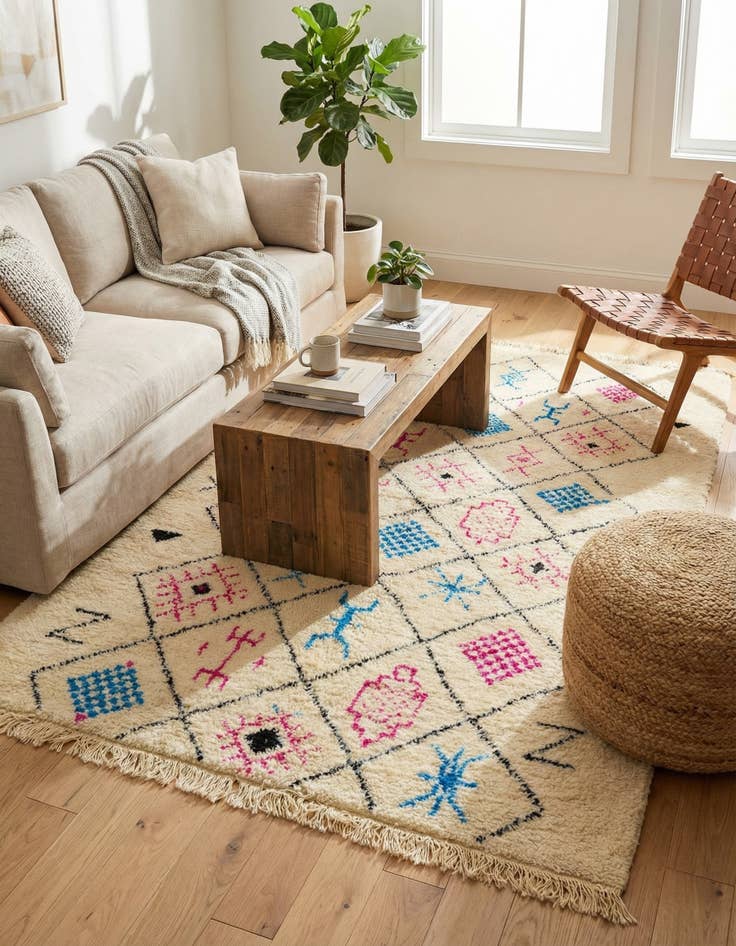 Detail image of 5' 2 x 7' 9  Hand Knotted Moroccan Wool Rug