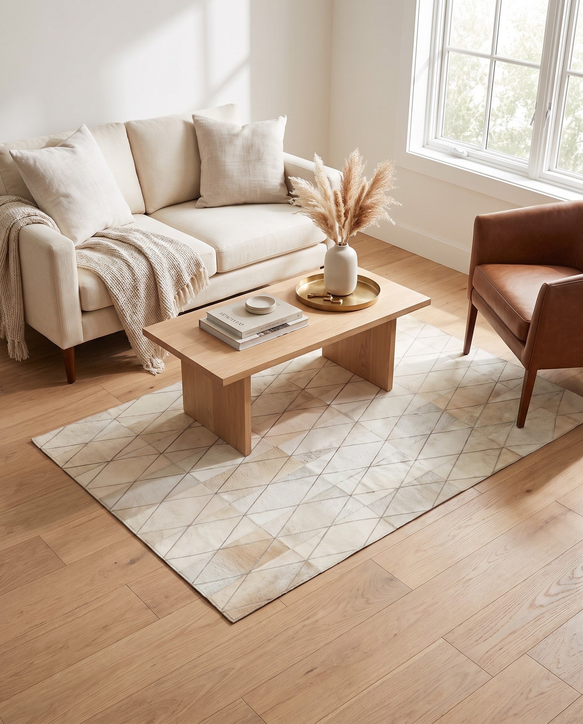 4' 1 x 5' 10 Cowhide Leather Rug
