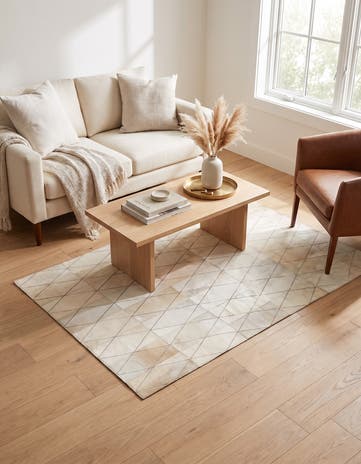 4' 1 x 5' 10 Cowhide Leather Rug
