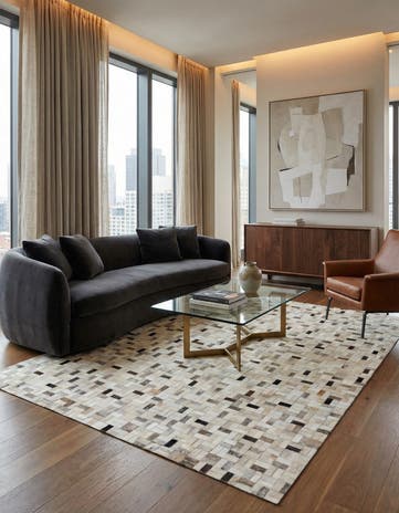 5' 3 x 7' 6 Cowhide Stocks Rug