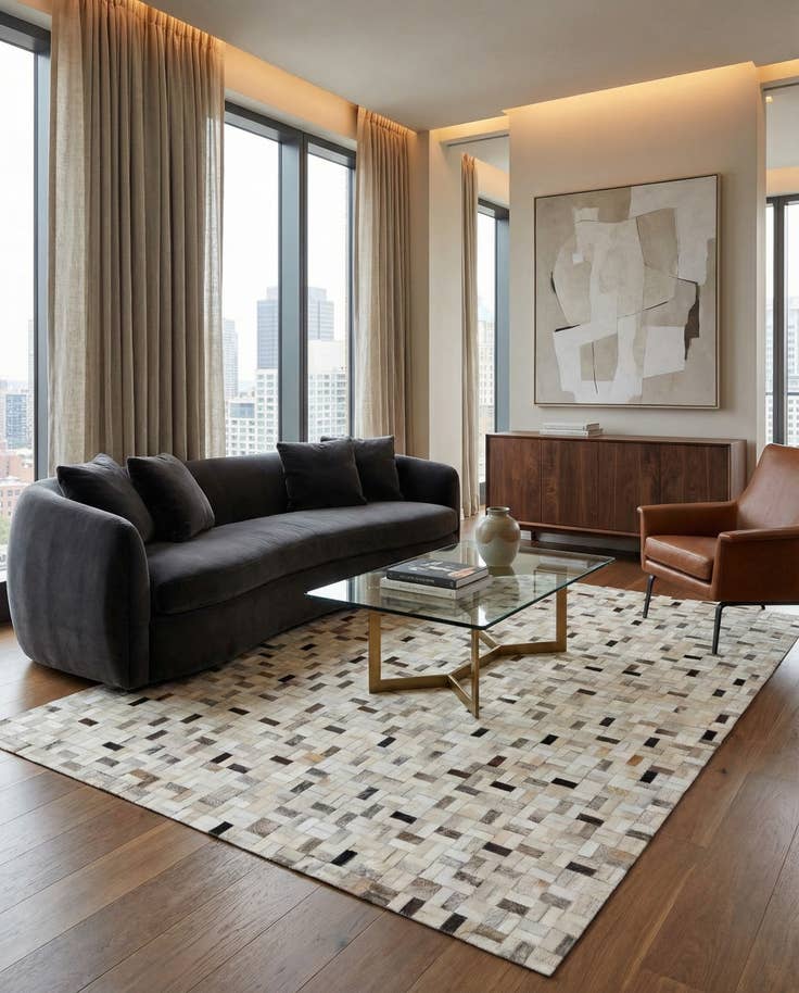 Detail image of 5' 3 x 7' 6 Cowhide Stocks Rug