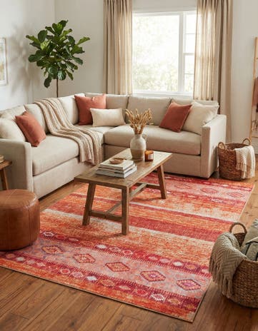 Rust Red Washable Timeless Rug