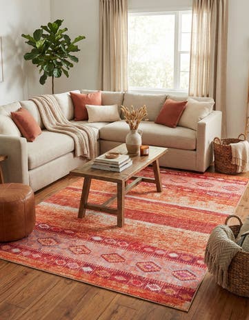 Rust Red Washable Timeless Rug