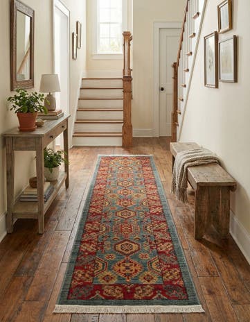Light Blue Serapi Runner Rug