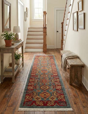Light Blue Serapi Runner Rug