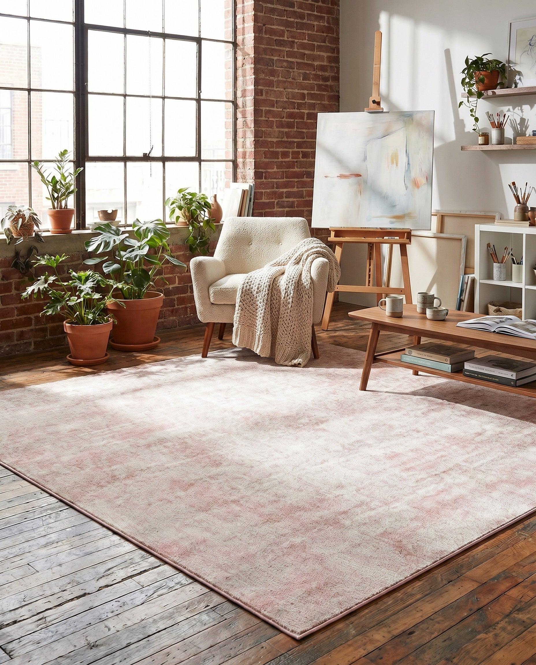 Carnation Pink Aurora Square Rug