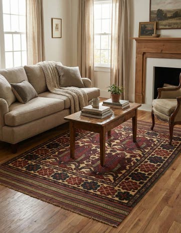 4' 2 x 6' 5 Hand Knotted Sumak Wool Rug