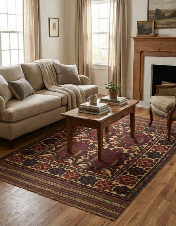 4' 2 x 6' 5 Hand Knotted Sumak Wool Rug