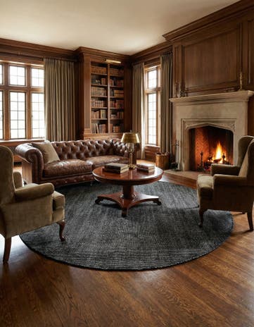 Blackberry Hand Woven Jill Zarin English Manor Wool Round Rug