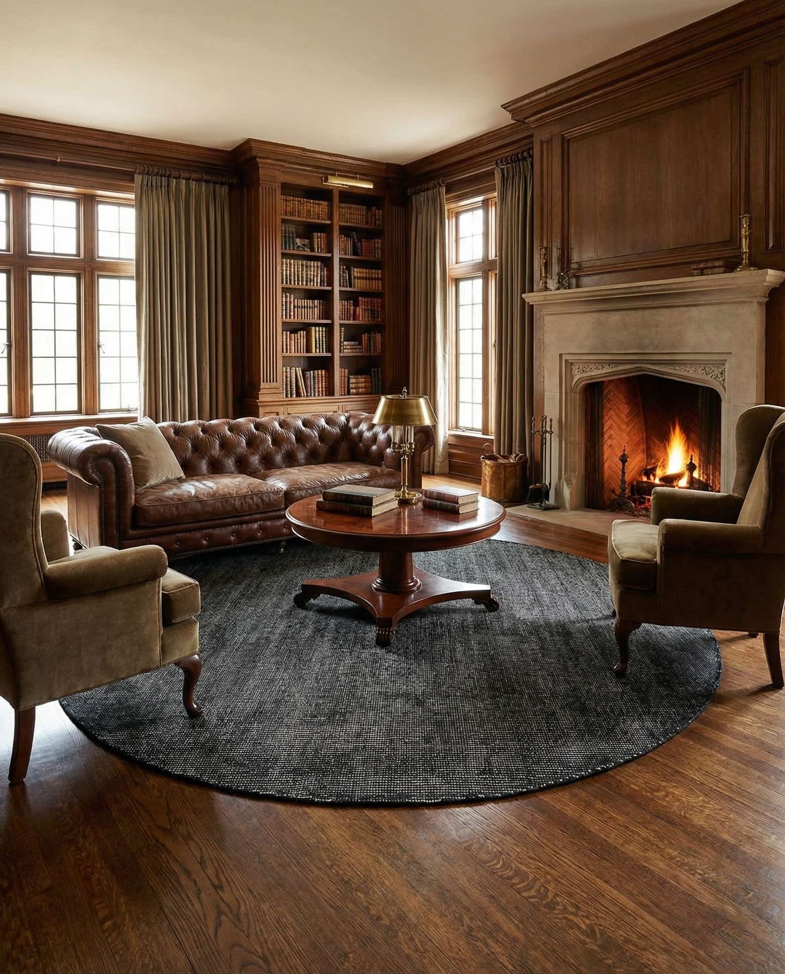 7' 10 x 7' 10 Hand Woven Jill Zarin English Manor Wool Round Rug