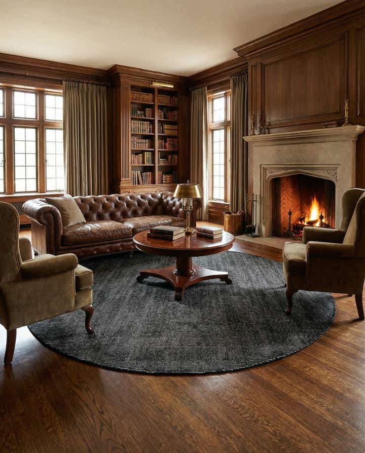 7' 10 x 7' 10 Hand Woven Jill Zarin English Manor Wool Round Rug