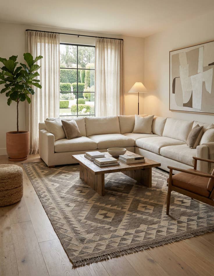 Detail image of  4' 1 x 6' 1  Hand Woven Kilim Maymana Wool Rug