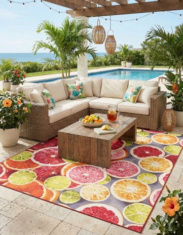 10' x 13' Easy-Clean Jill Zarin Caribbean Indoor / Outdoor Rug
