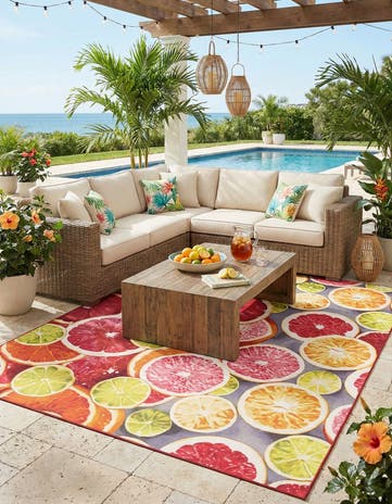 10' x 13' Easy-Clean Jill Zarin Caribbean Indoor / Outdoor Rug