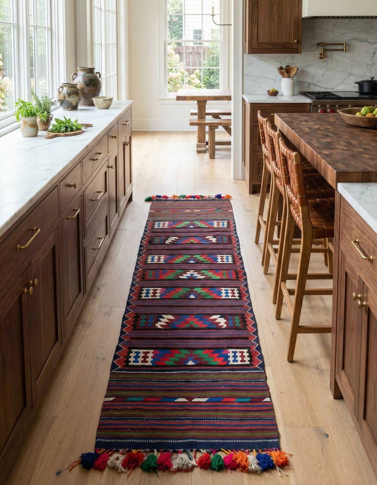 Detail image of 3' x 12' 2  Hand Woven Kilim Fars Wool Runner Rug