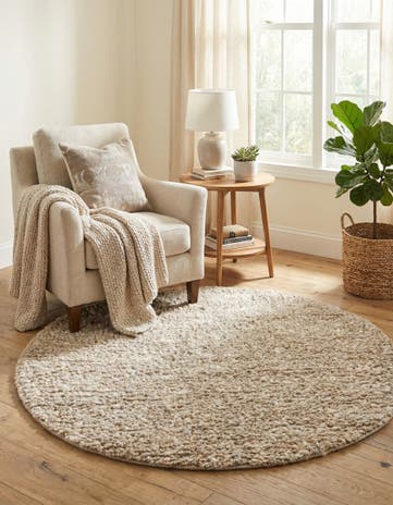 4' 1 x 4' 1 Hand Woven Haka Deluxe Shag Round Rug