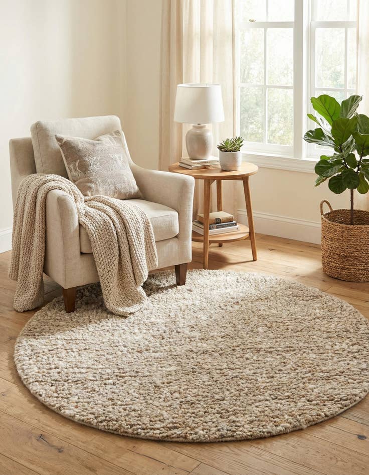 Detail image of 4' 1 x 4' 1  Hand Woven Haka Deluxe Shag Round Rug