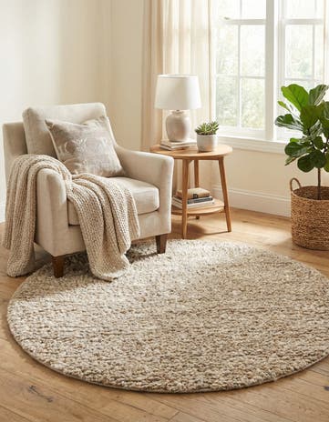 4' 1 x 4' 1 Hand Woven Haka Deluxe Shag Round Rug