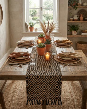  1' 2 x 5' 1  Hand Woven Braided Jute Table Runner Rug