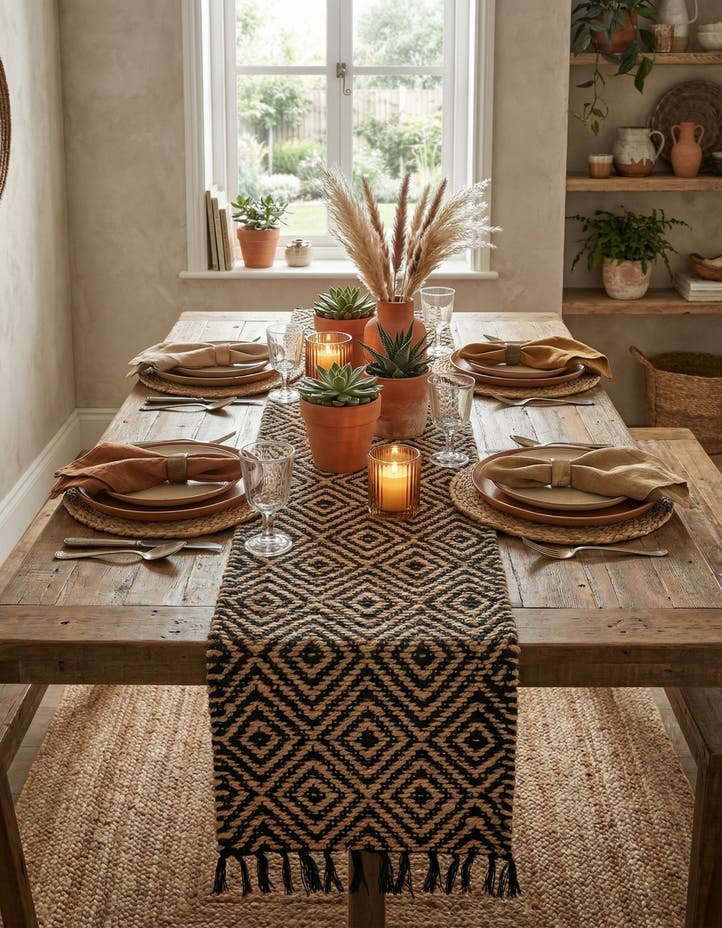 1' 2 x 5' 1 Hand Woven Braided Jute Table Runn...