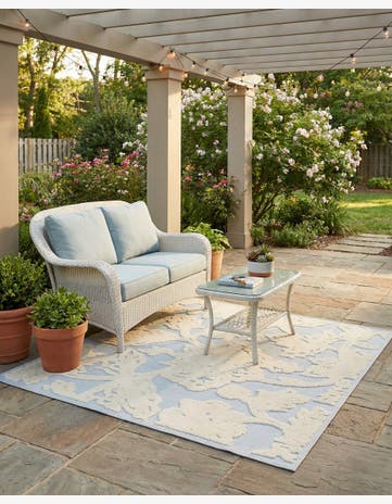 Gray Easy-Clean Aruba Indoor / Outdoor Square Rug