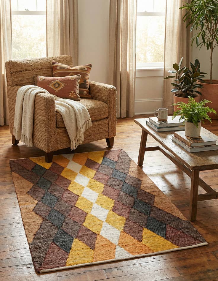 Detail image of 5' 1 x 8'  Hand Braided Chindi Cotton Rug