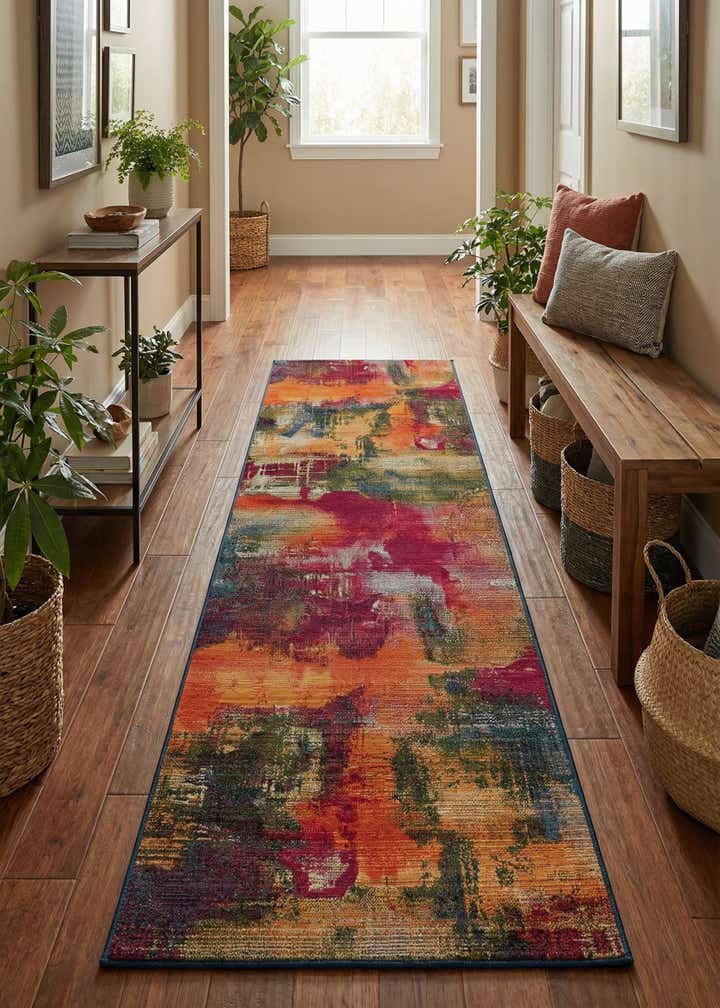 2' 7 x 10' Easy-Clean Modern Indoor / Outdoor Runner Rug