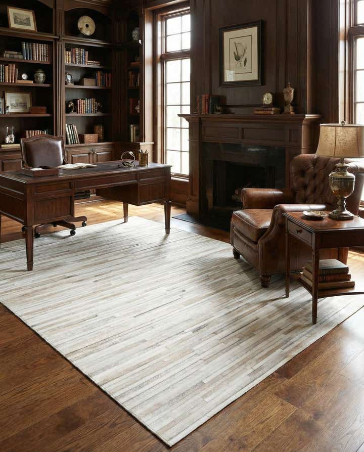 5' 1 x 8' 1 Cowhide Leather Rug