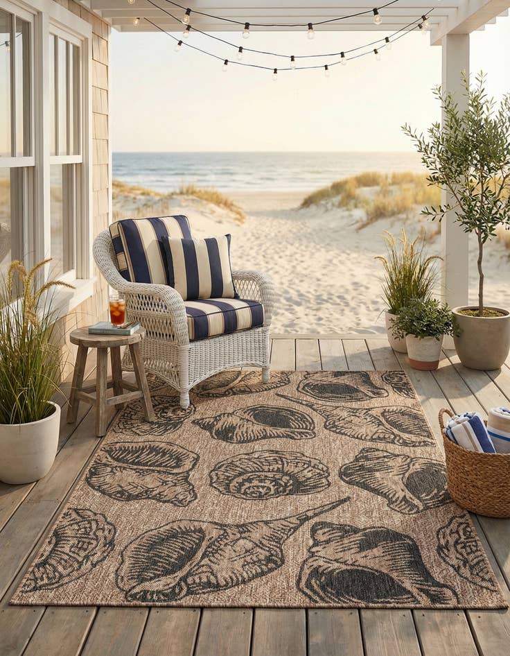 Detail image of 4' x 6'  Washable Coastal Indoor / Outdoor Rug