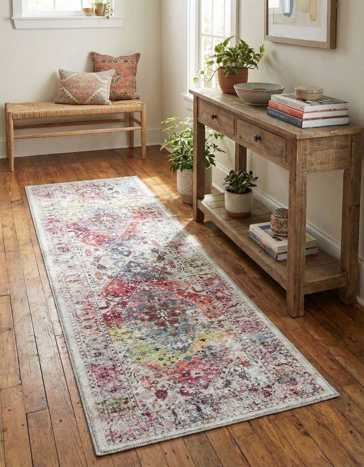 Detail image of 2' x 6'  Washable Yara Runner Rug