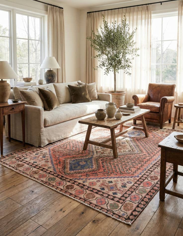 Detail image of  5' 2 x 6' 6  Hand Knotted Ultra Vintage Persian Wool Rug