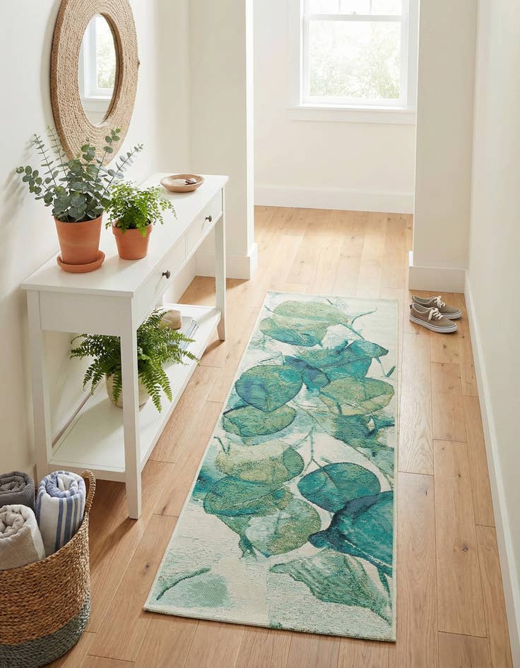 Detail image of 2' x 6'  Washable Botanical Indoor / Outdoor Runner Rug