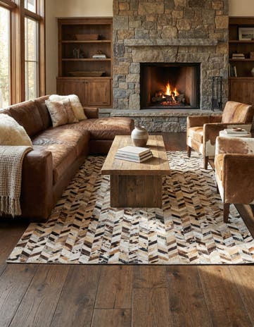 5' 2 x 8' Cowhide Leather Rug