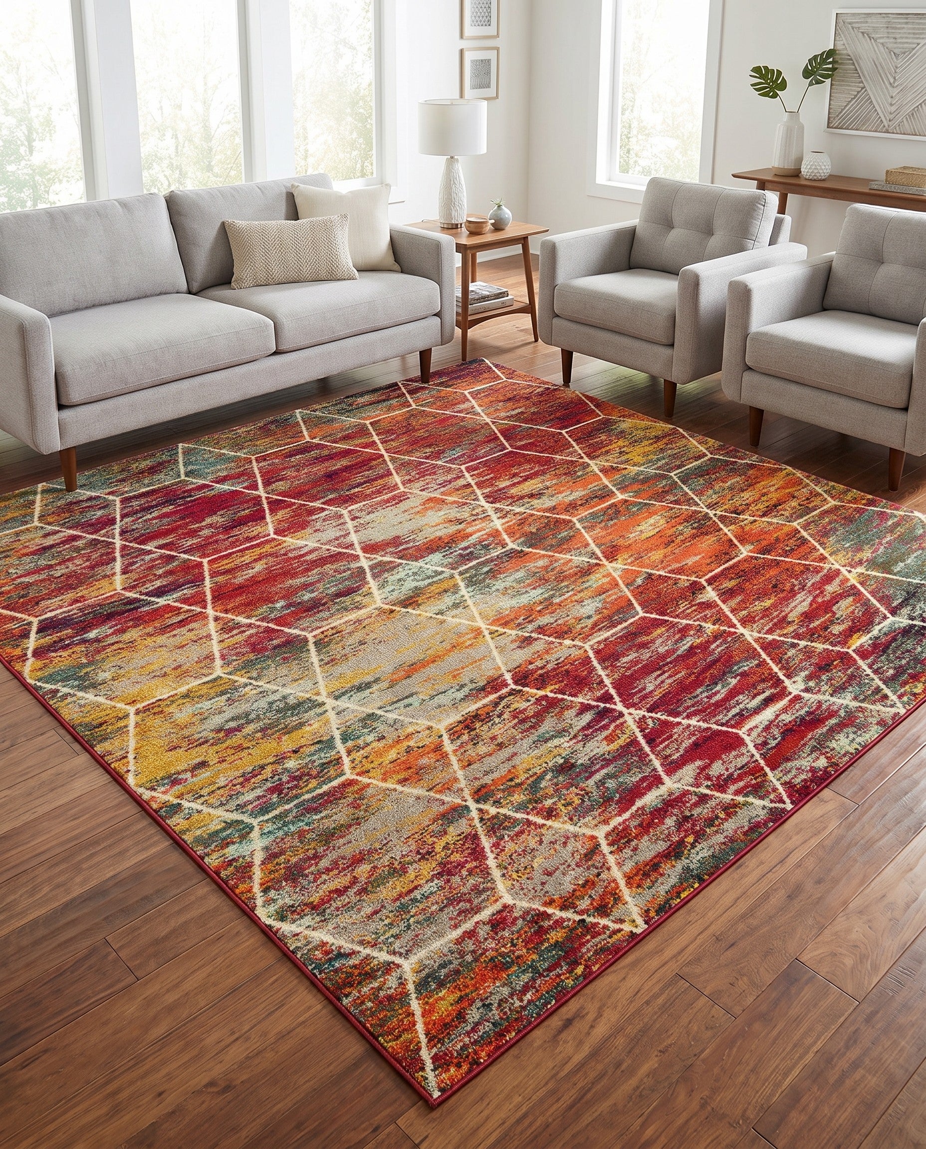 7' 10 x 7' 10 Lattice Frieze Square Rug