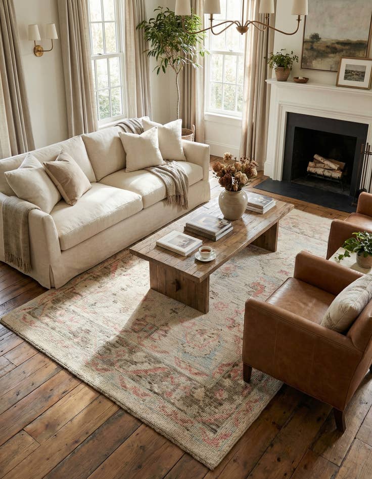 Detail image of 5' 9 x 9' 4  Hand Knotted Oushak Wool Rug