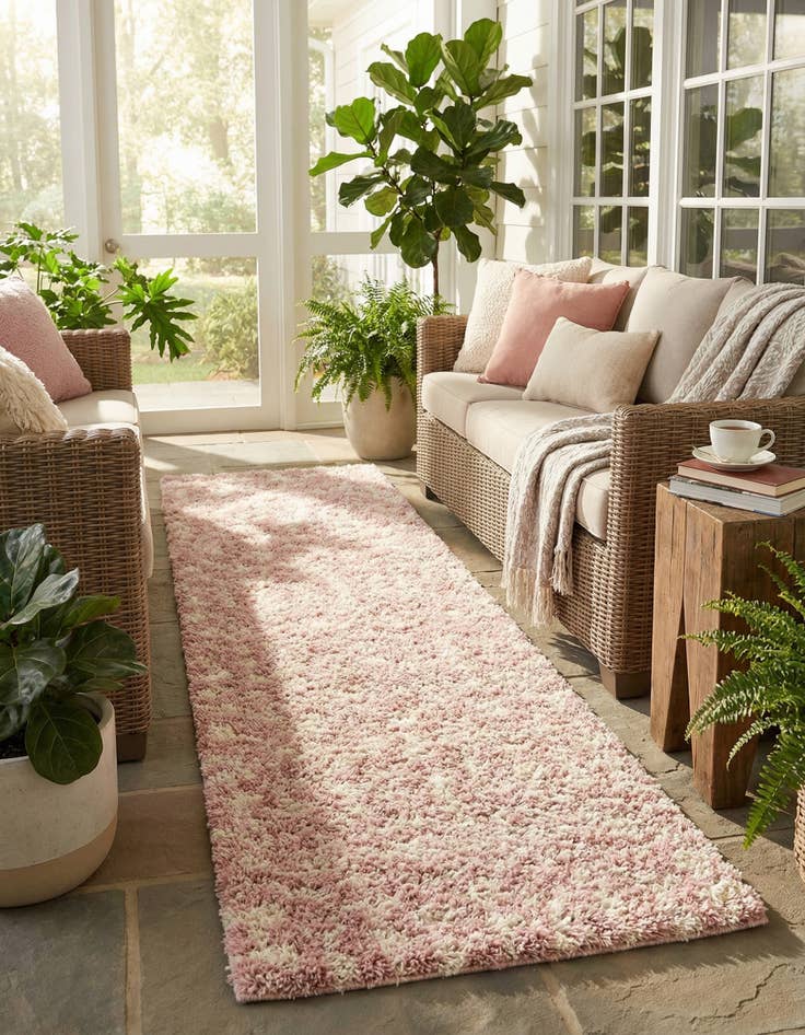 Detail image of 2' 7 x 12' Moroccan Trellis Shag Runner Rug