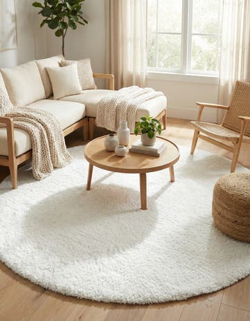 8' x 8' Solid Frieze Round Rug