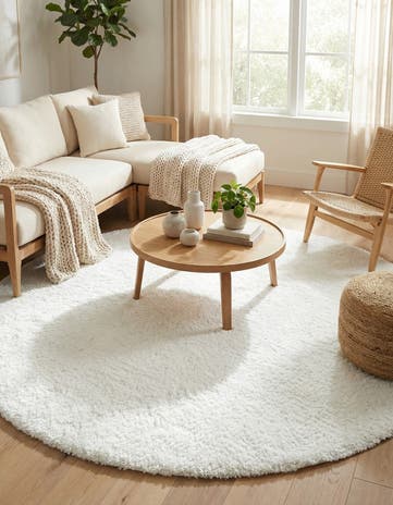 8' x 8' Solid Frieze Round Rug