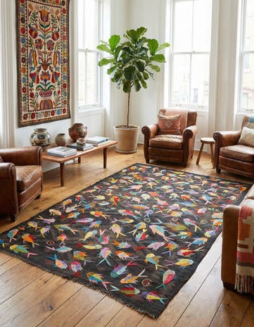 5' 2 x 8' Hand Woven Kilim Suzani Wool Rug