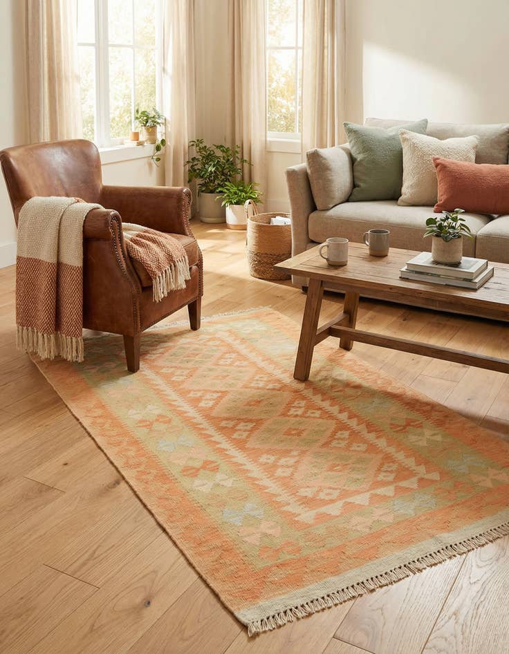 Detail image of 3' x 5'  Hand Woven Kilim Waziri Wool Rug