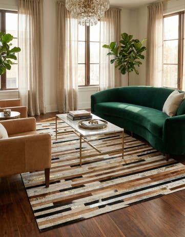 5' 1 x 7' 9 Cowhide Leather Rug