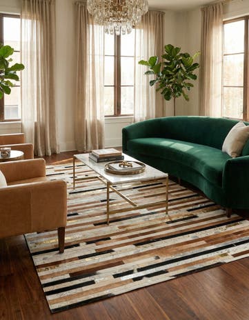 5' 1 x 7' 9 Cowhide Leather Rug