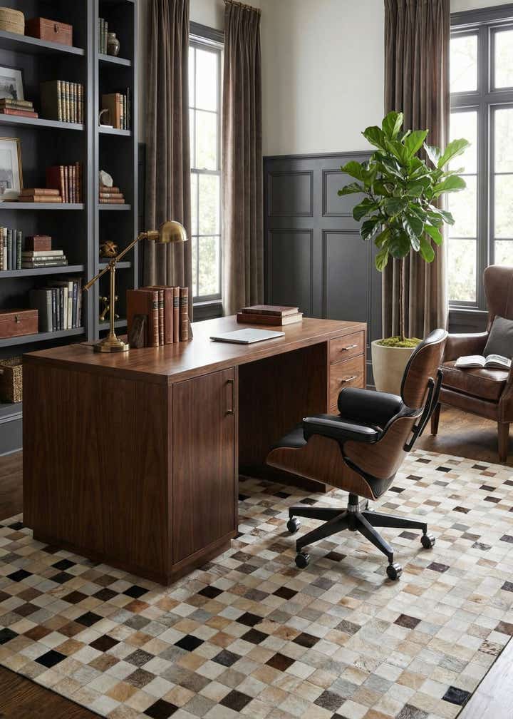 7' 11 x 9' 10 Cowhide Stocks Rug