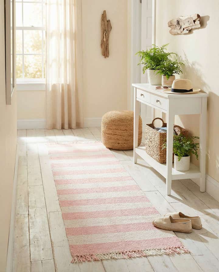 2' 7 x 10' Easy-Clean Eco Plaid Washable Indoor / Outdoor Runner Rug