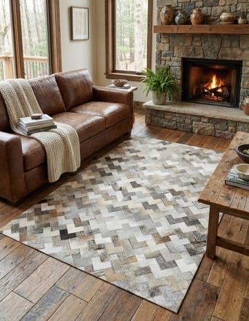 4' 1 x 5' 11 Cowhide Stocks Rug