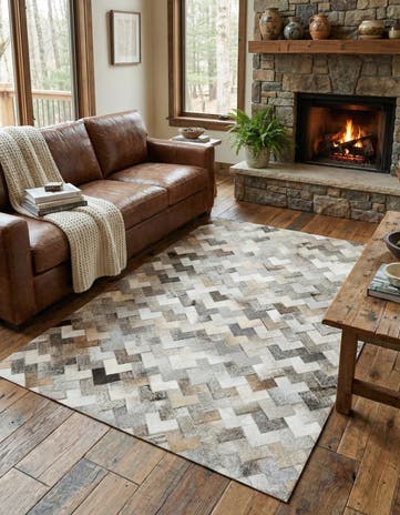 4' 1 x 5' 11 Cowhide Stocks Rug