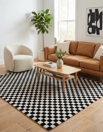Black and White Hand Tufted Wool Rug
