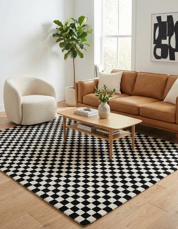 Black and White Hand Tufted Wool Rug