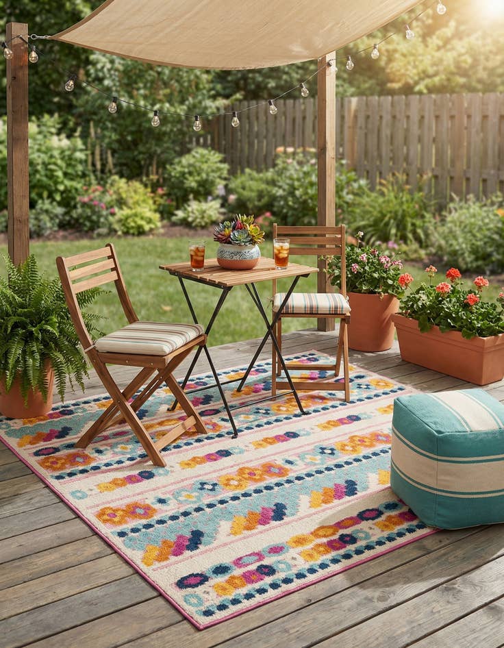 Detail image of 5' 3 x 5' 3  Washable Aruba Indoor / Outdoor Square Rug